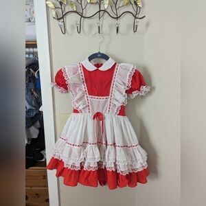 Vintage Aurora's Creations Red Pageant Ruffled Dress Size 6